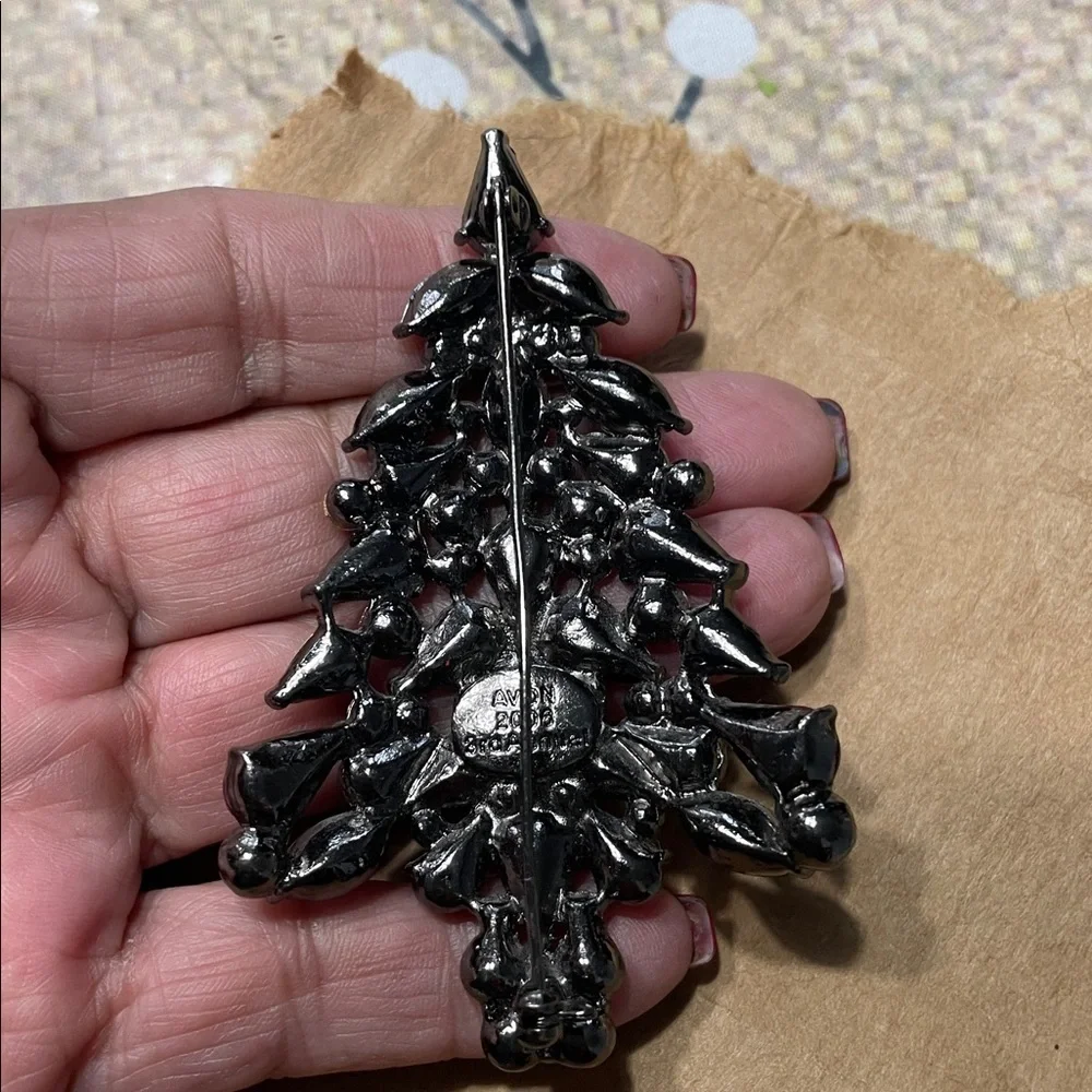 Vintage Avon Colorful Rhinestone Christmas Tree Brooch